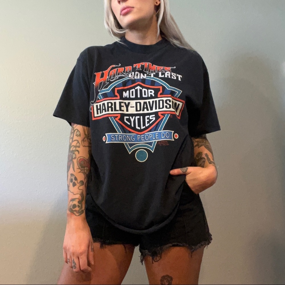 Vintage hard times Harley Davidson T-shirt - Picture 2 of 9